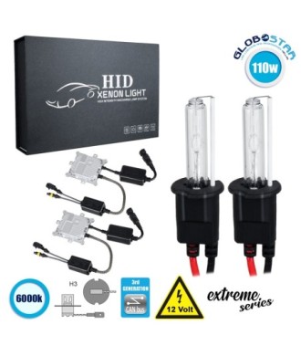 GloboStar® 84145 H3 XCB Line KIT Βασικού Φωτισμού Αυτοκινήτου & Μοτοσυκλέτας 3rd Generation Can-Bus Extreme Series XENON 110W 10350lm DC 9-16V Αδιάβροχο IP65 Ψυχρό Λευκό 6000K